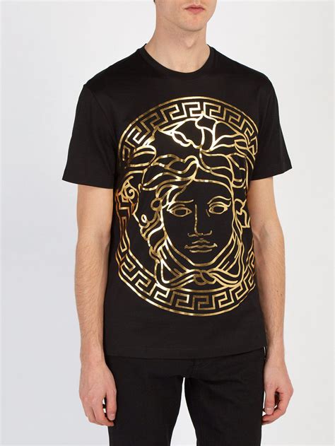 versace shirt mens black and gold|black versace t shirt.